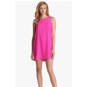 Amanda Uprichard Med Shift Dress 100% Silk Pink Sleeveless Flowy Flirty